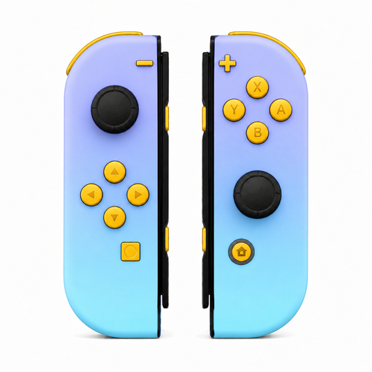Violet Blue, standard front: Caution Yellow buttons / Black caps